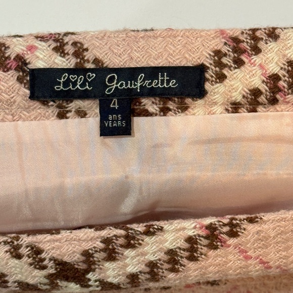 LILI GAUFRETTE Pink Plaid Skirt with Chocolate accents - Picture 2 of 2